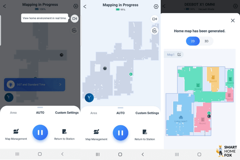 Flat map is saved in the Ecovacs Home mobile app